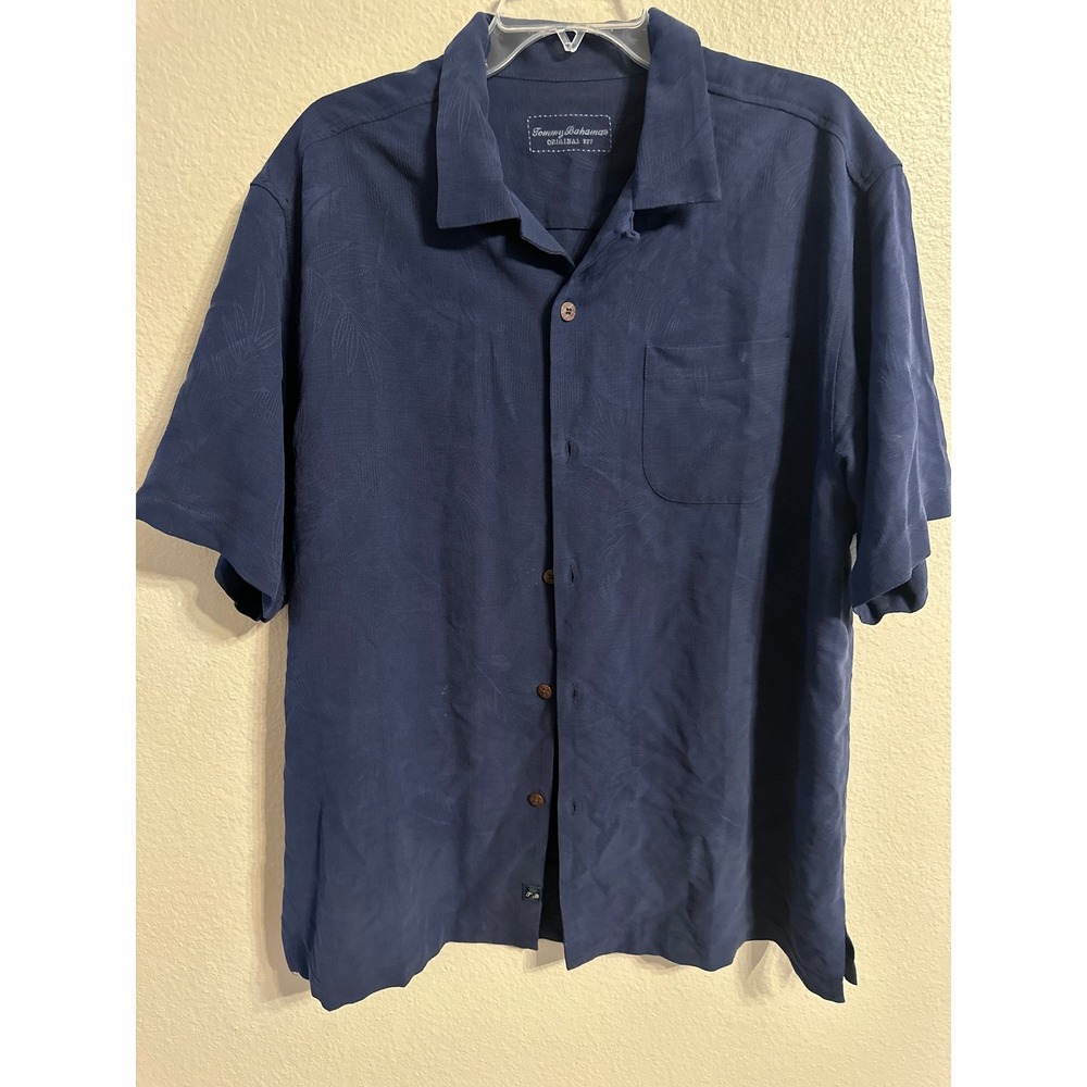 Tommy Bahama Original Fit Navy Blue Palm Print Button‎ Up Shirt